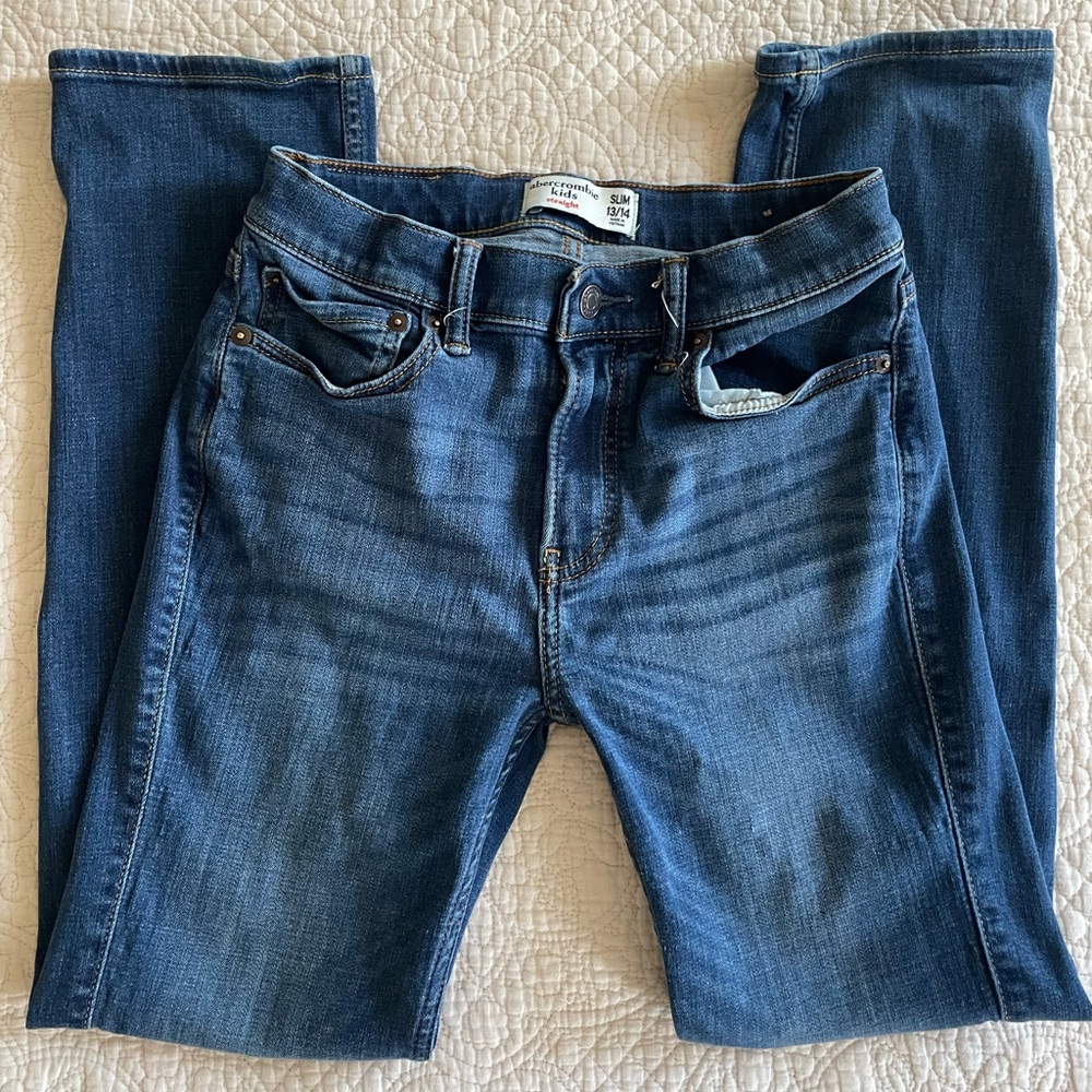 Abercrombie Kids Blue Denim Straight Jeans Slim 13/14